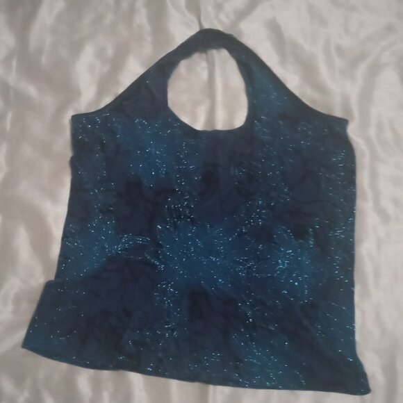 Alex Evenings women's formal tank top sizeM blue sequence sexy prom wear boho - Picture 5 of 7